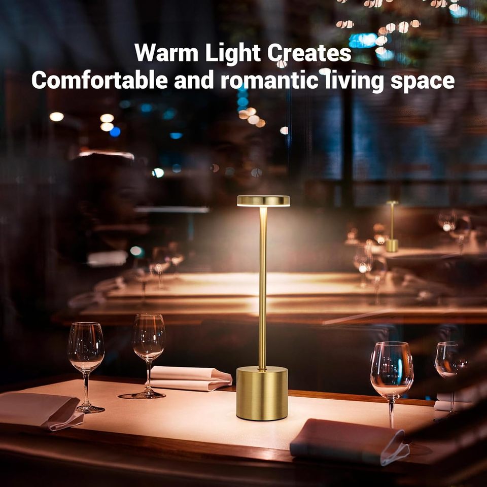 Enkel LED-uppladdningsbar touch-bordslampa i metall